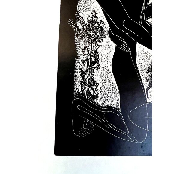 Greek Style Ink Drawing Art Photo Print Black White Man Woman Love Double Matted - Picture 6 of 7